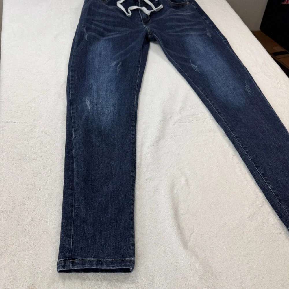 Ferryboat 76 Jogger Jeans Mens 38 Blue‎ Good Elastic Waist Drawstring Distressed